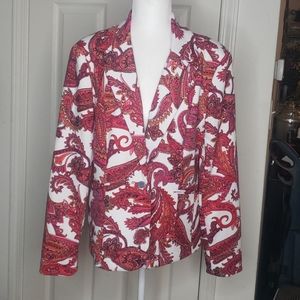 Grace Elements Red & White Blazer Jacket Sz 16 NWT